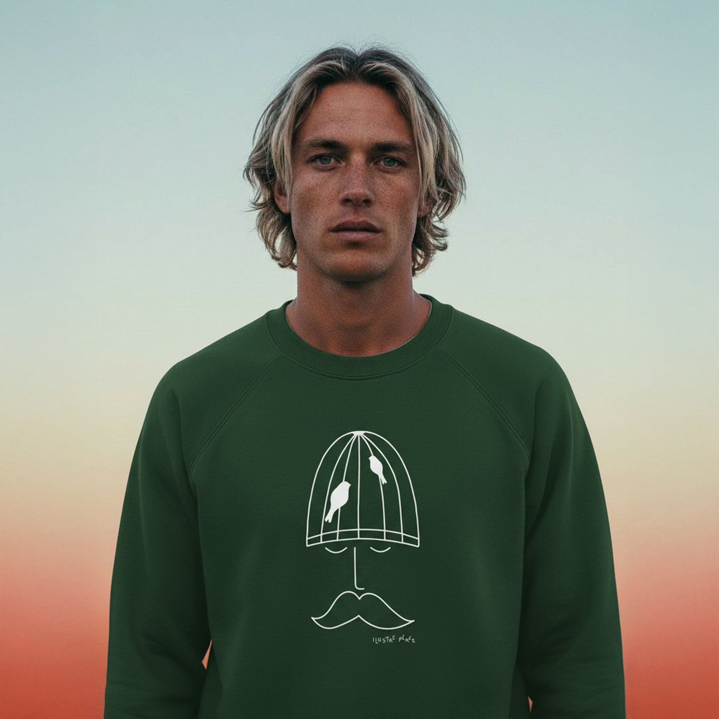 Sudadera verde Pájaros